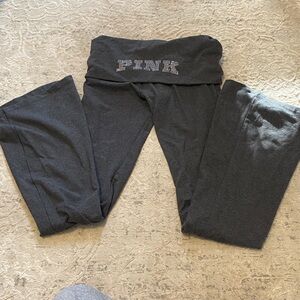 Grey PINK Yoga Pants Y2k flared leggings